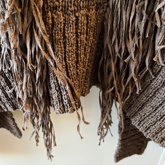 Scoop NYC dark brown cardigan with fringe Size S - Picture 6 of 7